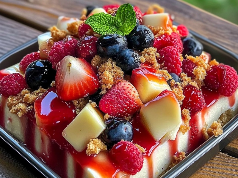 سلطة فواكه بالجبن الكريمي مع رذاذ الكراميل