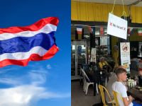 Thailand's flag (Shutterstock)/ "No Israel" sign spotted in Ko Pha Ngan (Social media) Thailand
