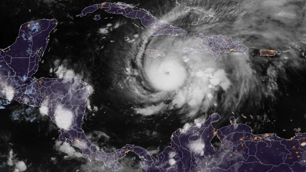 This RAMMB/CIRA handout satellite image shows Hurricane Melissa southeast of Jamaica at 03:30 UTC on October 26, 2025. Photo by - / RAMMB/CIRA / AFP Hurricane Melissa
